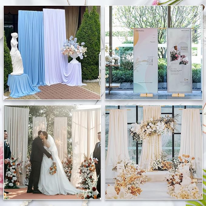 Vincidern 2pcs Adjustable Backdrop Stand for Wedding, Heavy Duty Metal Background Stand for Party, Wedding, Birthday, Events Decorations, Gold Pipe and Drape Backdrop Stand (2.6FT to 8FT Adjustable Height)