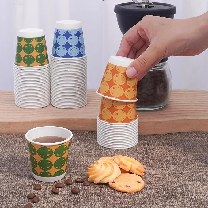 Tamone 600 Pack 3 oz Bathroom Cups, Small Paper Cups, Balloon Design Disposable Cups, Blue, Green, Orange, Mouthwash Cups for Party, Picnic, BBQ, Travel, Home and Event