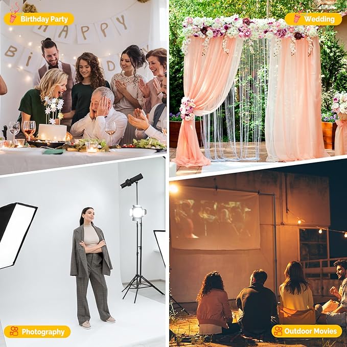 Backdrop Stand, 8x10 ft Adjustable Photo Backdrop Stand Kit, Heavy Duty Background Stand with Steel Base for Photography, Baby Shower, Birthday Parties, Wedding