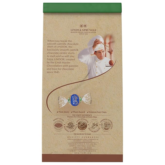 Lindt LINDOR OatMilk Dark Chocolate Candy Truffles, Non-Dairy Chocolate Truffles with Smooth, Melting Truffle Center, 5.1 oz.