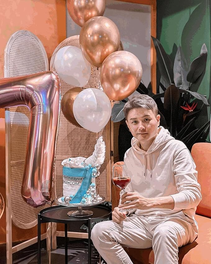 1 Balloon - Rose Gold Birthday Number Balloons, 40 Inch Large Foil Balloons for Men Women Boys Girls Rose Gold Themed Birthday Decorations