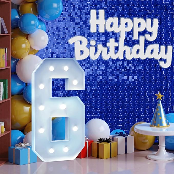 4FT Marquee Light Up Number, Giant Large Number PRE-CUT Foam Board Sign DIY Party Decor for Wedding, Birthday, Anniversary, Graduation, Holiday&Home Supplies (Number 6)