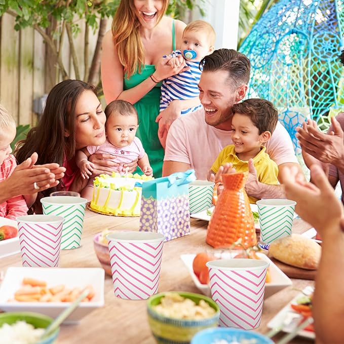 Tanlade 1000 Pack Multicolor 5 oz Paper Cups Striped Bathroom Mouthwash Cups for Parties, Picnics, Barbecues, Travel and Events, 10 Colors