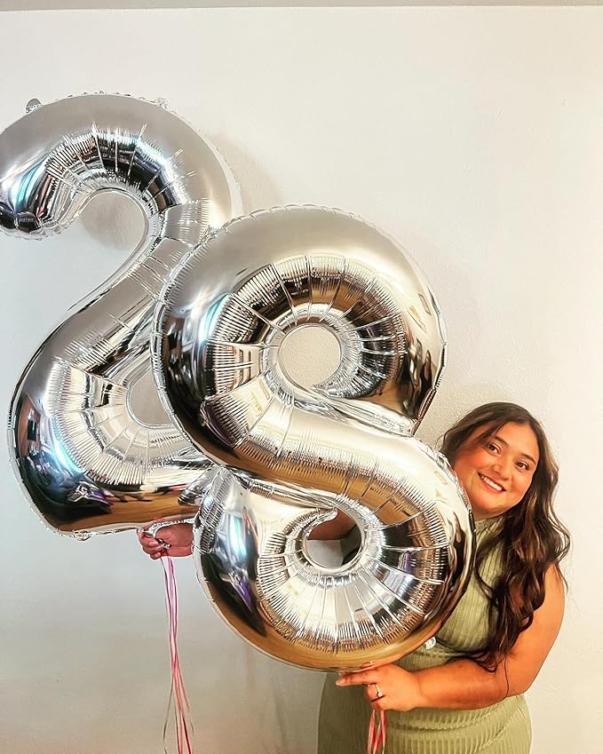 0 Balloon - Silver Birthday Number Balloons, 40 Inch Large Foil Balloons for Men Women Boys Girls Silver Themed Birthday Decorations