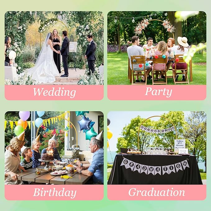 7.2FT Metal Wedding Arch Backdrop Stand Gold Arched Background Stand Balloon Arch Stand for Wedding Ceremony Baby Shower Party Birthday Anniversary Graduation Garden Decoration