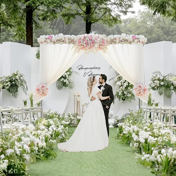 EMART Pipe and Drape Backdrop Stand Kit, 8.9ftx10ft Heavy Duty Adjustable Photo Background, Metal Frame with Flat Base for Wedding, Birthday Party, Banquet Decorations - Silver