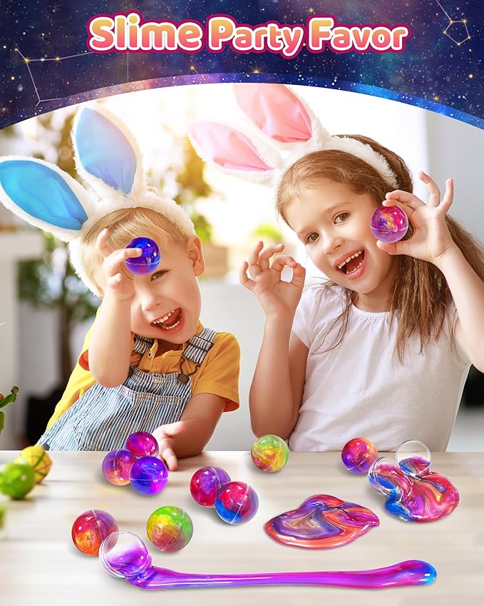 24 Pack Galaxy Slime Party Favors, Non-Sticky, Stress Relief Treasure Box Toys for Classroom Prizes Party Supplies, Student Gifts Goodie Bags Stocking Stuffers for Kids Boys Girls 4-8, 8-12