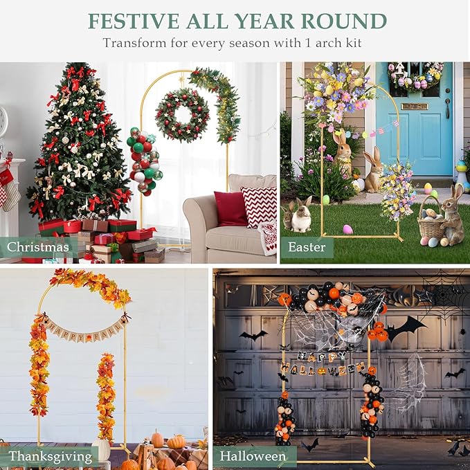 6.6FT Metal Wedding Arch Backdrop Stand for Parties, Gold Balloon Arch kit Stand for Baby Shower Gender Reveal Ceremony Birthday Anniversary Bridal Graduation Party Event Decoration