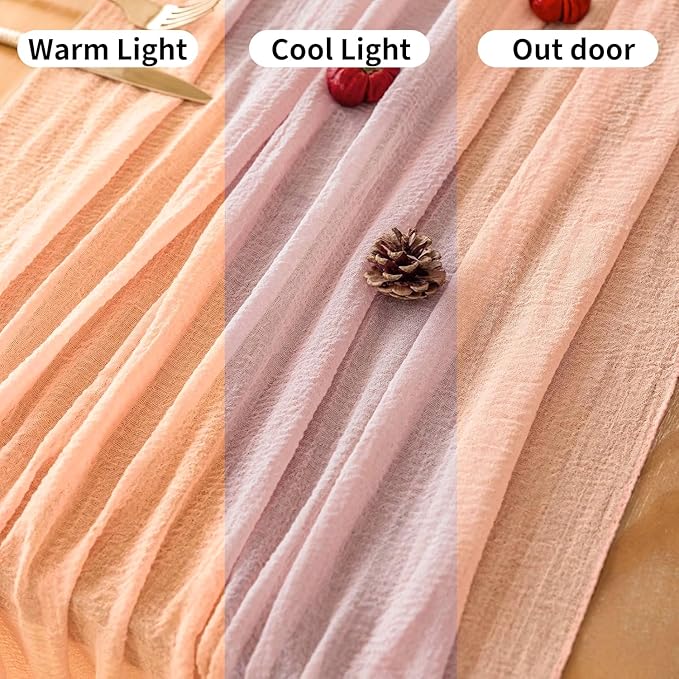 Pink Table Runner Cheese Cloth Rustic Gauze Cheesecloth Table Runner 120 Inch 10 FT for Wedding Baby Shower Bridal Shower Party Sheer Boho Home Tea Party Decorations