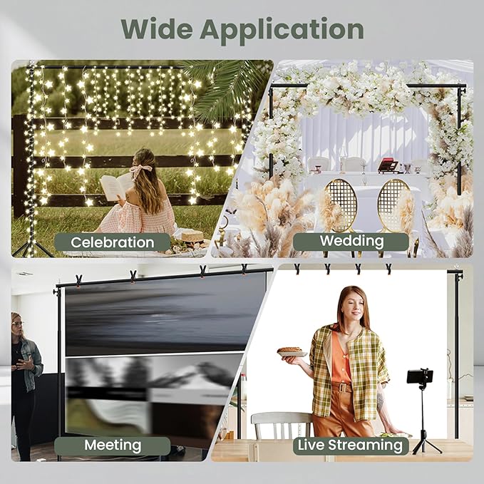 10x7 ft Backdrop Stand, Adjustable Photo Studio Background Stand Support Kit, Banner Stand for Parties Wedding Photography Decoration with Carrying Bag