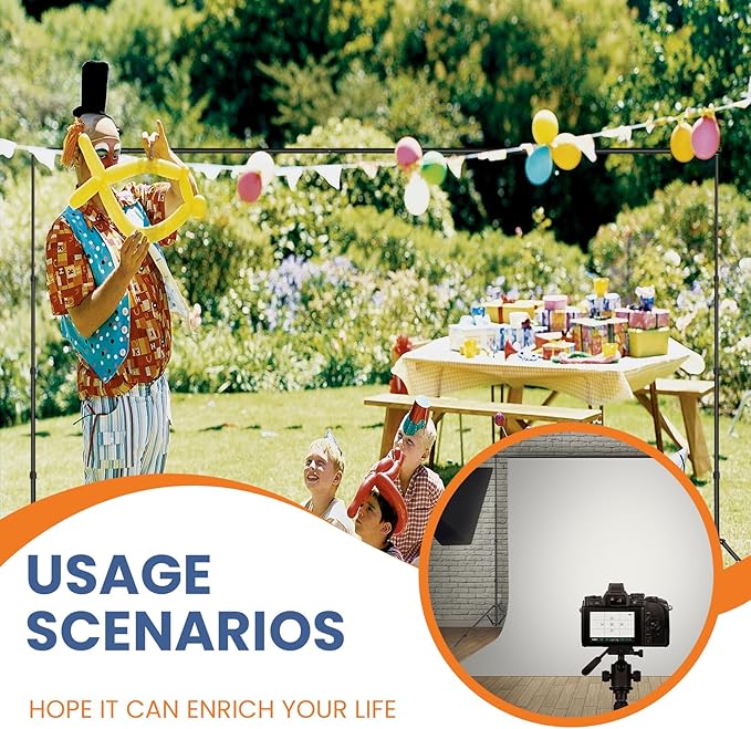 Jiang&Rong 8.5 x 10ft (H x W) Portable Photo Backdrop Stand Kit, Adjustable Banner Stand with Carrying Bag for Wedding, Birthday, Party, Photography