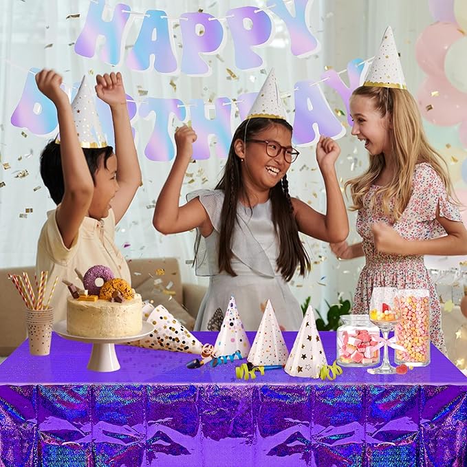 BRAVESHINE Purple Tablecloth Rectangle Table Cloth 2 Set - Plastic Disposable Party Table Covers for Birthdays/Valentines/Bridal Shower/Bachelorette/Anniversary/Engagement Party - 108" x 54"