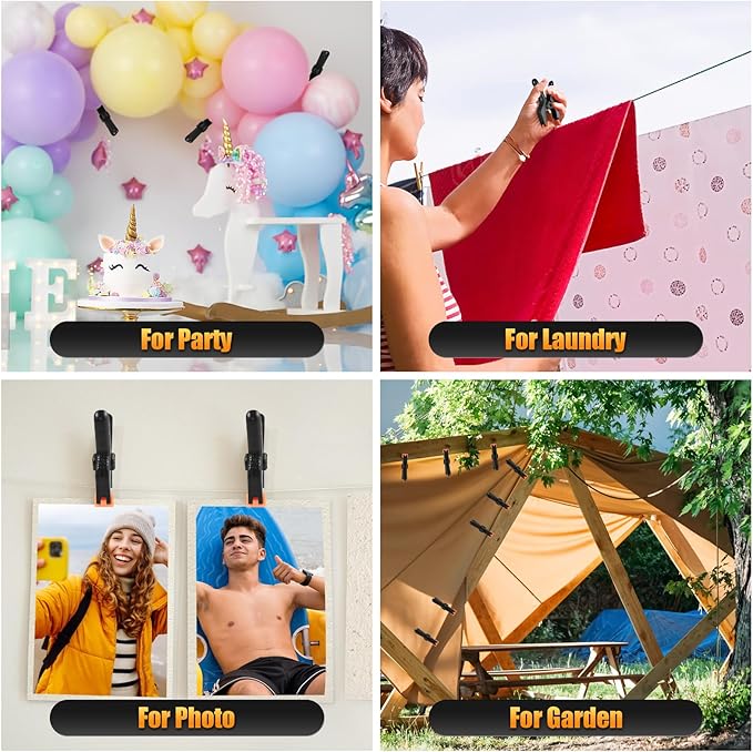 RELBRO Spring Clamps, 3.5 Inch Small Plastic Clips for Balloon Arch Backdrop Craft Decoration, Heavy Duty, Black, 10 Pcs