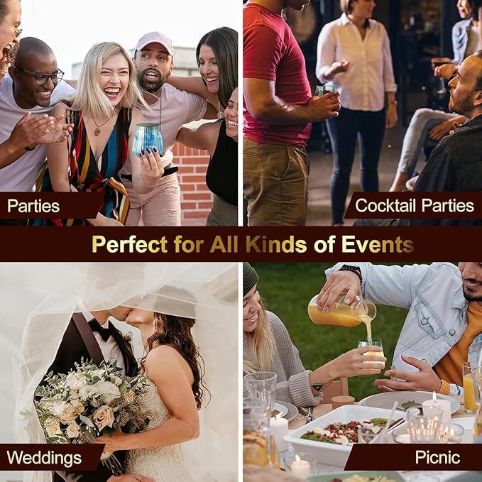 40 Pack Plastic Ribbed Wine Glasses, 14Oz Origami Disposable Wine Glasses Unbreakable Clear Plastic Cocktail Glasses Recyclable Shatterproof Reusable Wine Cups (14oz-green-40pack)