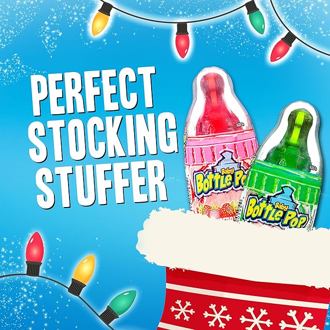 Baby Bottle Pop Candy Lollipops Variety Pack – 10 Ct Bulk Lollipops with Dipping Powder, Full Size, Individually Wrapped Christmas Candy for Party Favors, Holiday Gifts & Stocking Stuffers