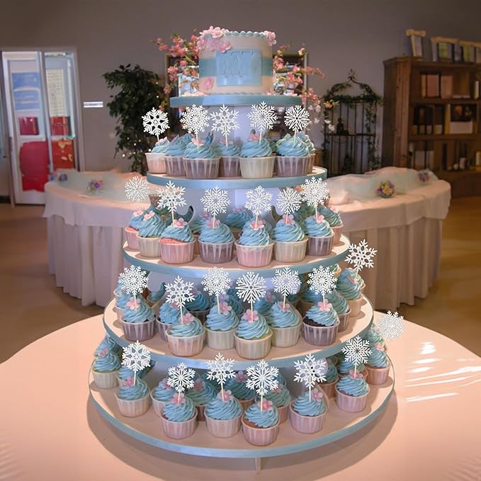 36Pcs Snowflake Cupcake Toppers Frozen Cupcake Picks Winter Frozen Theme Party Christmas Baby Shower Wedding Decoration Supplies Winter Wonderland Theme Cupcake Topper Sliver