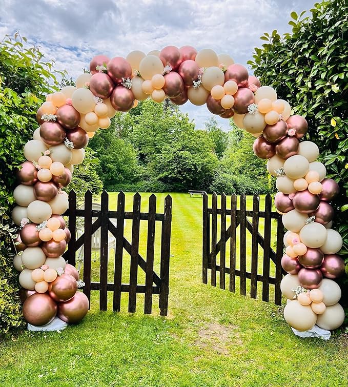 LANGXUN 7.8Ft Metal White Balloon Arch Kit, Semi-Circular Balloon Arch Stand with Water Bases for Wedding Bridal Baby Shower Birthday Party Supplies Decorations