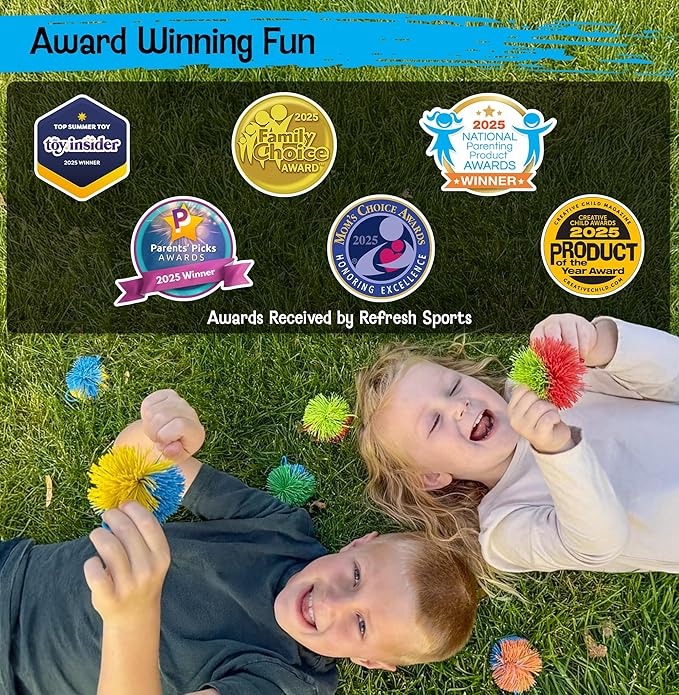 Stringy Balls & Sensory Toys for Kids 8 Pack - Stocking Stuffers For Kids Ages 4 5 6 7 8 + Year Old Gift Ideas - Best Birthday Toddler Gifts for Boys & Girls - Monkey Pom Balls Fidget Toys Stress Ball