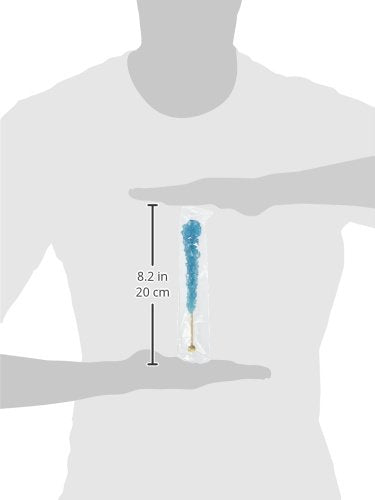 Blue Rock Candy Sugar Sticks - Blue Raspberry Flavored - 12 Individually Wrapped Party Favors