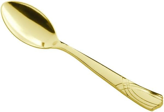 Skyline Elegant Gold Heavy Weight Plastic Spoon, 6.5 Inch, Disposable Flatware for Banquets and Catered Events, 400 Count