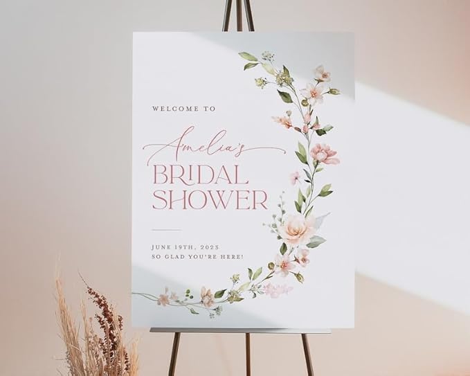 Bridal Shower Welcome Sign Template, Blush Pink Floral Boho Bridal Brunch Sign, Minimalist Welcome Sign Bridal Shower, Bridal Shower Yard Sign, Bridal Shower Sign, Wedding Welcome Signs