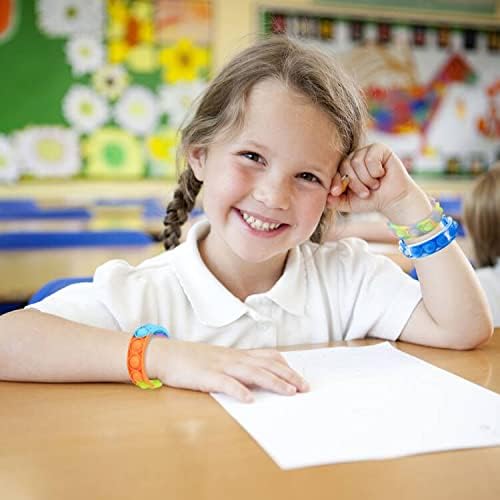 120 Pcs Pop Bubble Bracelet Fidget Toys, Pop Wristband Fidget Bulk Toy for Party Favors, Halloween Christmas Valentine Gifts Students Gifts Classroom Prizes Goodie Bag Stuffers for Kids