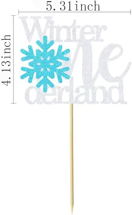 1 Pack Winter Onederland Cake Topper Glitter Snowflake One 1st Birthday Party Cake Pick Decorations for Winter Snowflake Theme Baby Shower Kids First Birthday Party Supplies Silver
