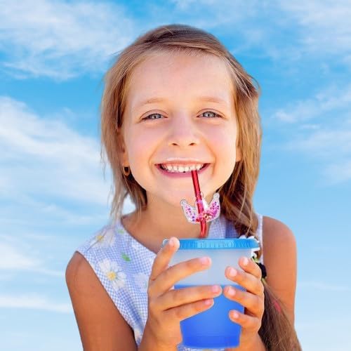 Generic 24 Glitter Princess Party Favors Reusable Crown Drinking Straws 6 Designs Great for Princess Theme Birthday Party Supplies with 2 Cleaning Brushes, 11