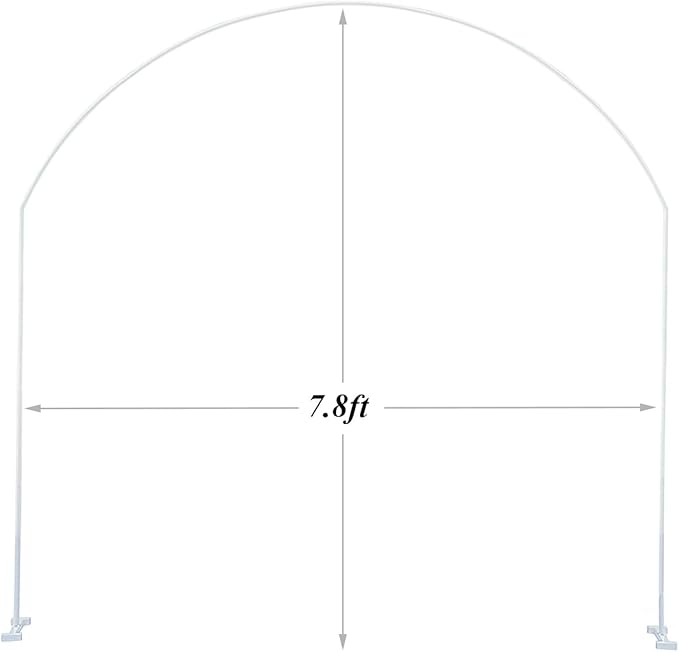 LANGXUN 7.8Ft Metal White Balloon Arch Kit, Semi-Circular Balloon Arch Stand with Water Bases for Wedding Bridal Baby Shower Birthday Party Supplies Decorations