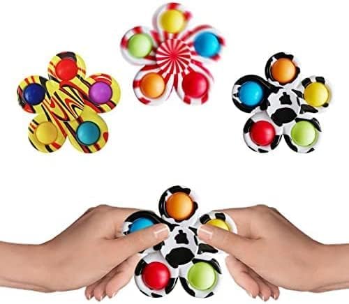 20 Pcs Fidget Spinners Pop Toys for Party Favors, Sensory Fidget Toys Bulk for Classroom Prizes, Easter Christmas Valentine Gifts for Kids Easter Basket Stuffers
