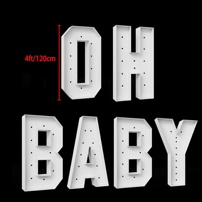 6 Sets, OHBABY Letter Light, 4FT, Suitable for Baby Party, Baby Shower, Birthday and Other Multi Scene Applications, with Light Strings, Christmas, Halloween Decorations