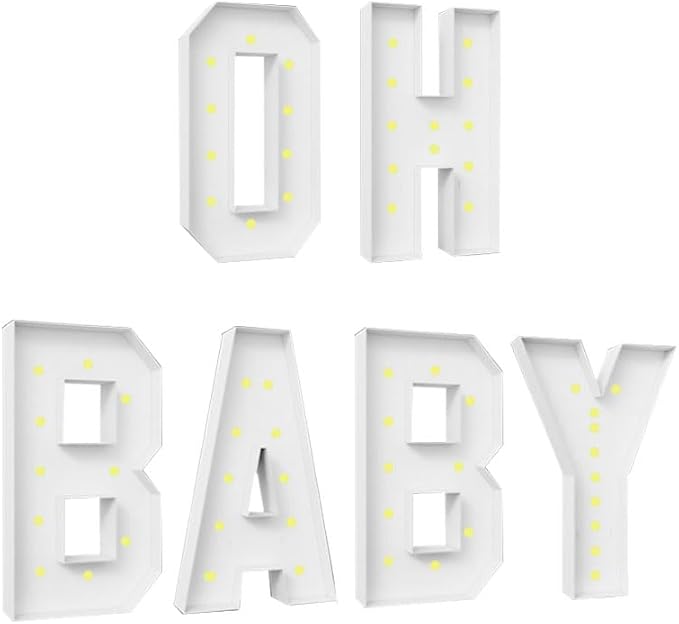 6 Sets, OHBABY Letter Light, 4FT, Suitable for Baby Party, Baby Shower, Birthday and Other Multi Scene Applications, with Light Strings, Christmas, Halloween Decorations