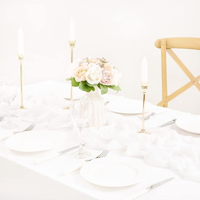MLMC Ivory White Table Runner Rustic Gauze Cheesecloth Table Runner 10ft Cheese Cloth Centerpiece Decor 35x120 Inches for Dessert Anniversary Wedding Bridal Baby Shower Christmas Decor