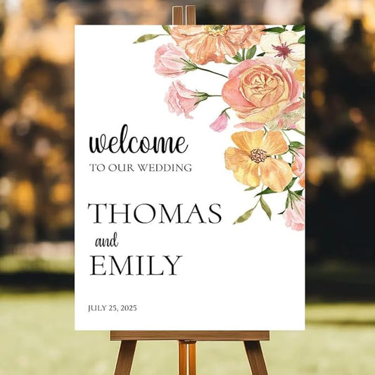 Personalized Wedding Welcome Sign for Ceremony and Reception, Custom Rustic Welcome To Our Wedding Sign, Outdoor Wedding Yard Signs Decorations, Customized Sign With Name For Bride and Groom #1