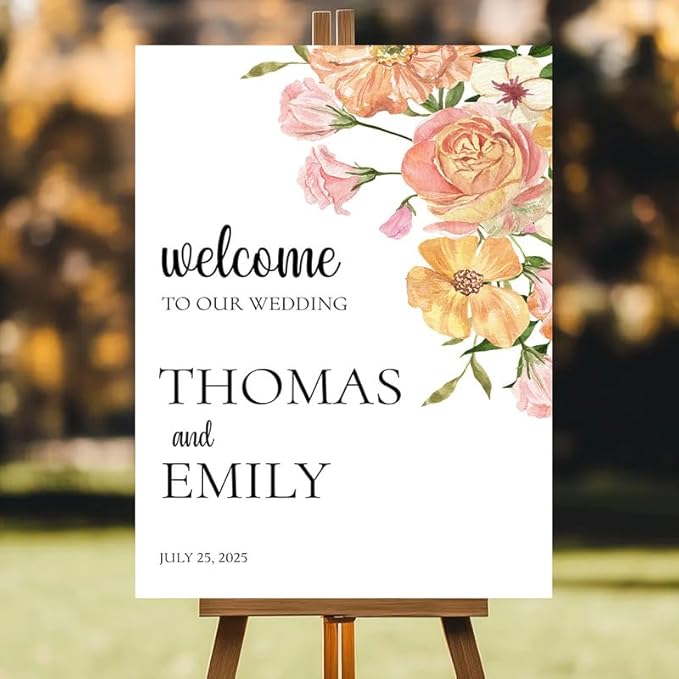 Personalized Wedding Welcome Sign for Ceremony and Reception, Custom Rustic Welcome To Our Wedding Sign, Outdoor Wedding Yard Signs Decorations, Customized Sign With Name For Bride and Groom #1