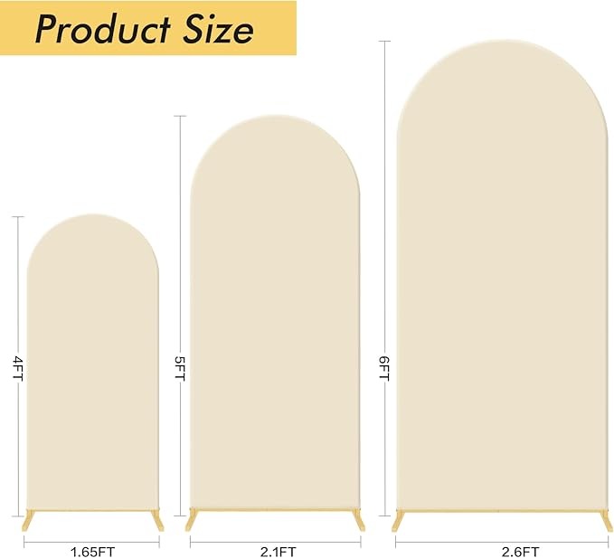 Wedding Arch Backdrop Stand Set of 3, (4, 5, 6) Metal Arch Backdrop Stand with Wedding Arch Cover, Wedding Balloon Arch Backdrop Stand for Birthday, Baby Shower, Anniversary