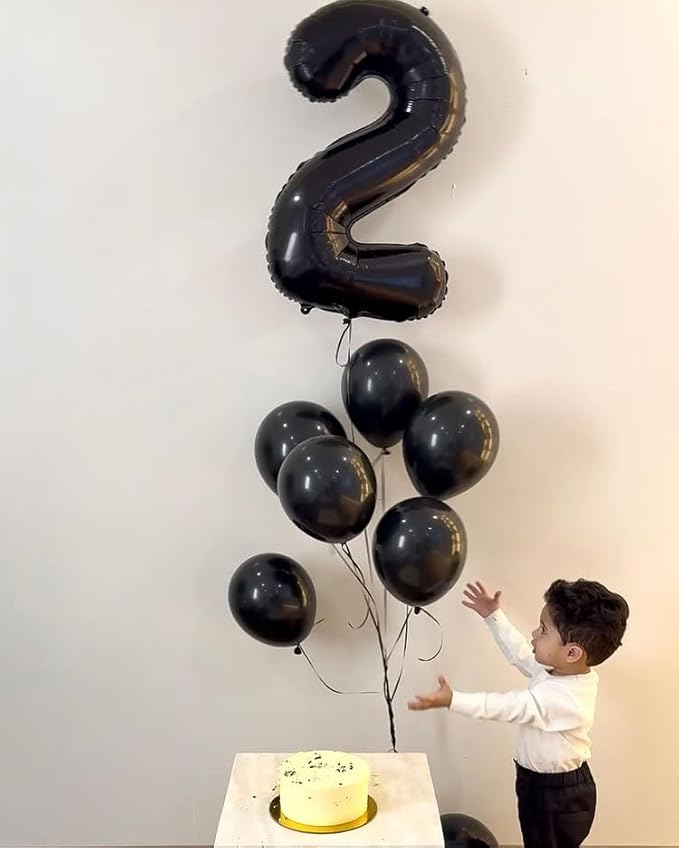 1 Balloon - Black Birthday Number Balloons, 40 Inch Large Foil Balloons for Men Women Boys Girs Black Themed Birthday Decorations