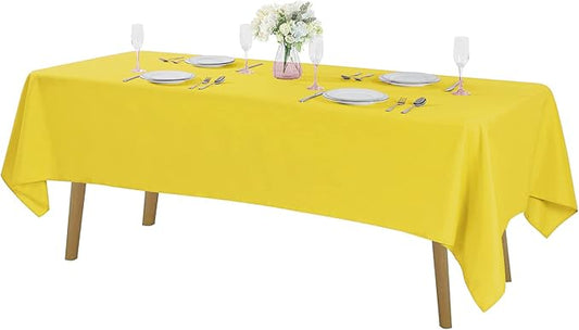Cupuamon Rectangle Tablecloth 60x84 inch Washable Polyester Fabric Table Cloth for Wedding Party Dining Banquet Decoration（60x84,Yellow）