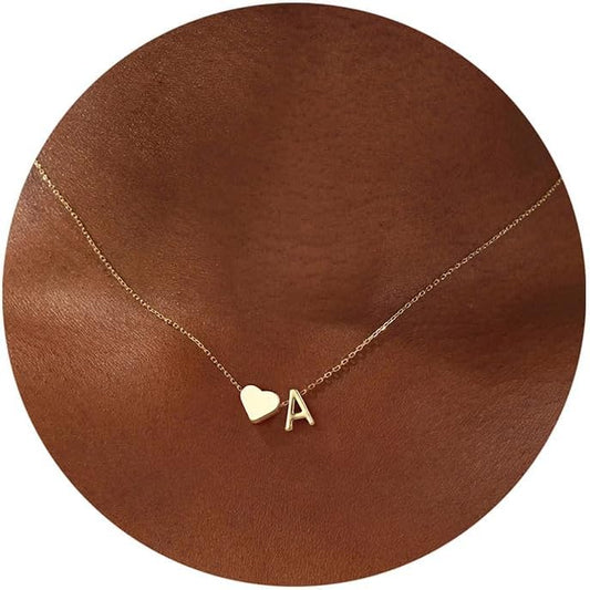 Turandoss Christmas Gifts for Grandkids - Dainty 18K Gold Plated Tiny Heart Initial A-Z Letter Pendant Necklace Stocking Stuffers for Teen Girls Jewelry