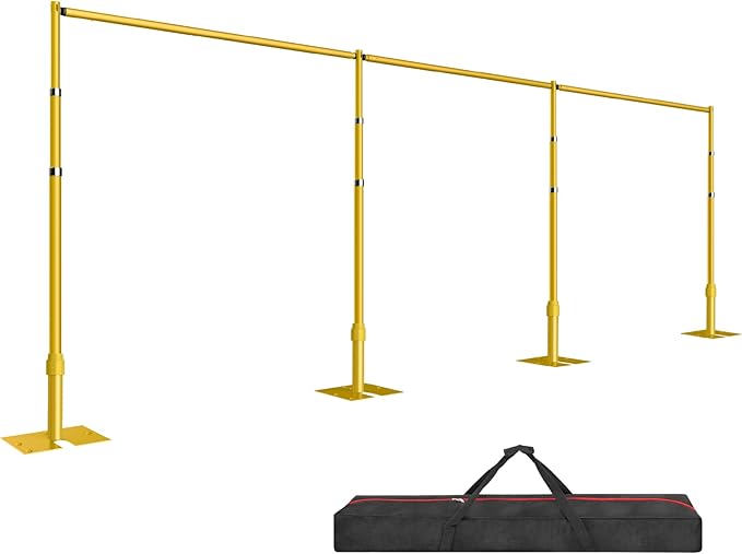 EMART Backdrop Stand Heavy Duty 10ftx30ft, Adjustable Pipe and Drape Photo Background Support Kit, Metal Frame with Flat Base for Wedding Birthday Party Banquet Decorations-Gold