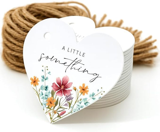 50 Heart Thank You Gift Tags with String Attached, Small Thank You for Celebrating with Us Gift Bag Tags for Presents and Personalized Party Favors - Baby Shower, Wedding, Bridal Shower, Birthday