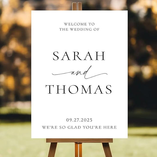 Personalized Wedding Welcome Sign for Ceremony and Reception, Custom Rustic Welcome To Our Wedding Sign, Outdoor Wedding Yard Signs Decorations, Customized Sign With Name For Bride and Groom #3