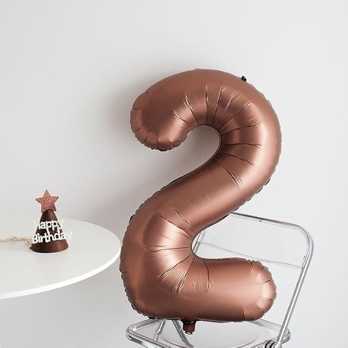 Balloon Number 40 Inch Foil 5 Ballon for 5th Birthday, 5 Year Anniversary Decoration, Mylar Big Balloon for 2025 Graduation Party, 15 25 35 50 Coffee Brown Balloons for Wedding Party Decor
