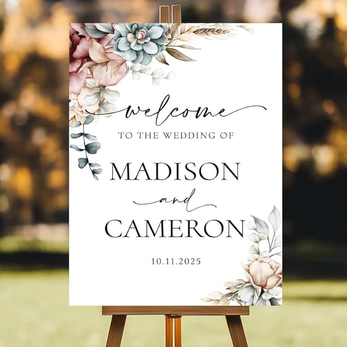 Personalized Wedding Welcome Sign for Ceremony and Reception, Custom Rustic Welcome To Our Wedding Sign, Outdoor Wedding Yard Signs Decorations, Customized Sign With Name For Bride and Groom #14