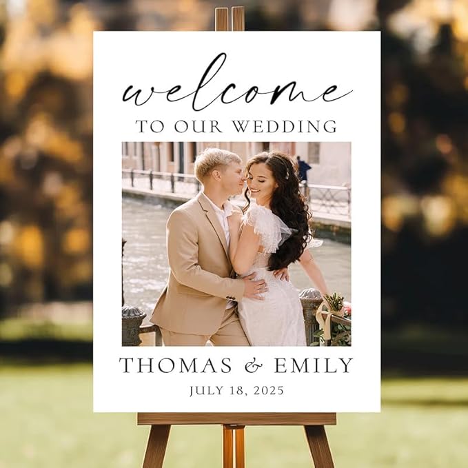 Personalized Wedding Welcome Sign for Ceremony and Reception, Custom Rustic Welcome To Our Wedding Sign, Outdoor Wedding Yard Signs Decorations, Customized Sign With Name For Bride and Groom #2