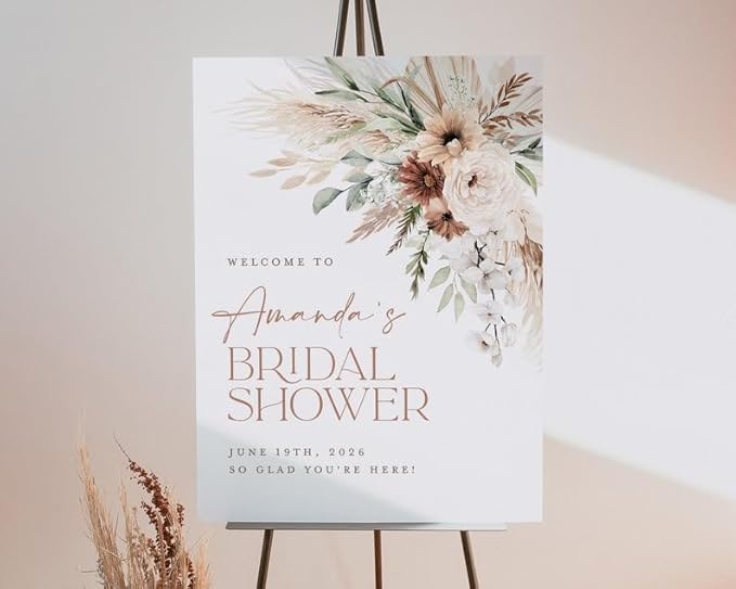 Boho Bridal Shower Welcome Sign Template, Floral Printable Bridal Brunch Sign, Elegant Pampas Bridal Shower Sign, Bridal Shower Decorations, Bridal Shower Welcome Sign, Bridal Shower Yard Sign