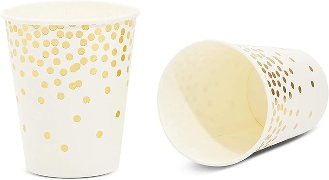 BLUE PANDA 50 Pack 9oz Gold Paper Cups for Hot Drinks, Party Supplies, Weddings, Bridal Showers