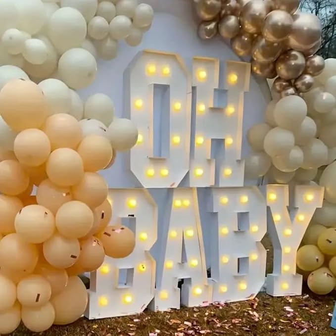 6 Sets, OHBABY Letter Light, 4FT, Suitable for Baby Party, Baby Shower, Birthday and Other Multi Scene Applications, with Light Strings, Christmas, Halloween Decorations
