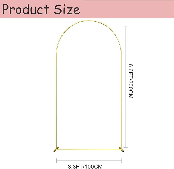 Wedding Arch Backdrop Stand for Parties,Metal Arch Backdrop Stand with Storage Bag for Wedding Ceremony Birthday Party Bridal Baby Shower Photo Booth Garden Floral Balloon Arches Decoration(6.6FT)