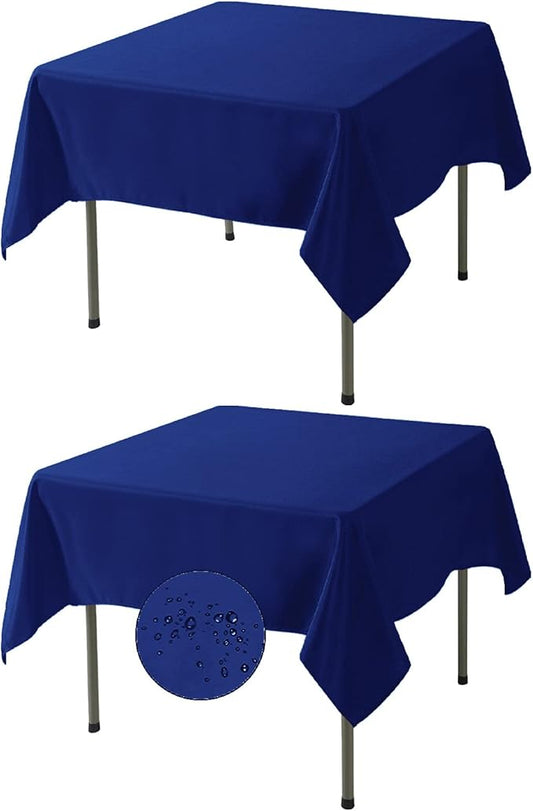 Fokitut 2 Pack Waterproof Square Tablecloth, 70x70 Inch, Stain Resistant and Wrinkle Polyester Table Cloth, Fabric Table Cover for Kitchen Dining, Wedding, Party, Holiday Dinner-Royal Blue